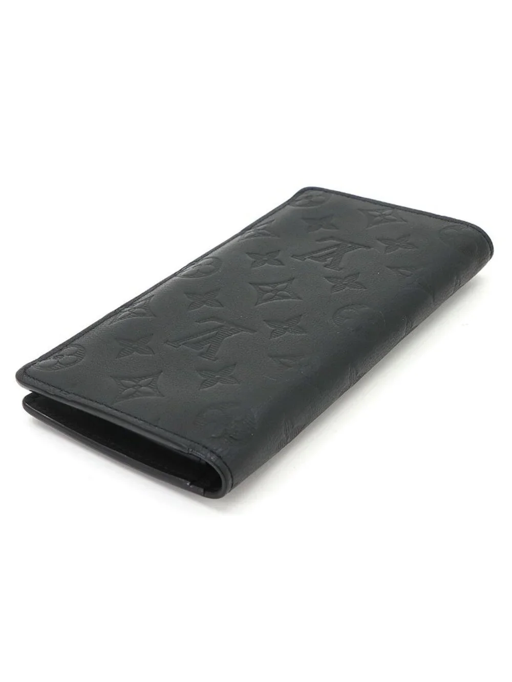 Louis Vuitton Monogram Shadow Portefeuille Brazza Bifold Wallet Leather Black